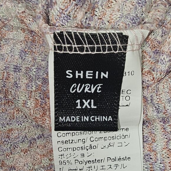 SHEIN Curve Women’s 1XL Multicolor Knit Hoodie Pullover 95% Polyester 5% Elastan - Picture 13 of 16